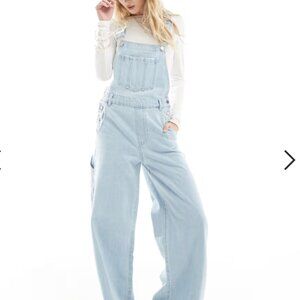 Stradivarius denim jumpsuit in light blue